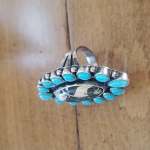 Anthony Skeets White Buffalo & Sleeping Beauty ring